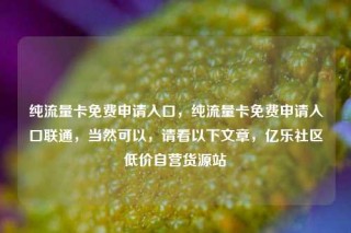 纯流量卡免费申请入口，纯流量卡免费申请入口联通，当然可以，请看以下文章，亿乐社区低价自营货源站