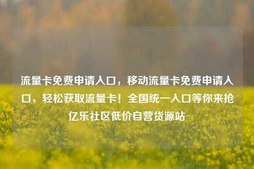 流量卡免费申请入口，移动流量卡免费申请入口，轻松获取流量卡！全国统一入口等你来抢亿乐社区低价自营货源站  第1张